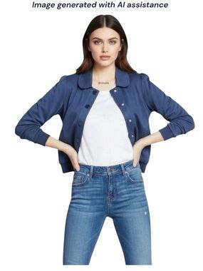 ModCloth S blue snap knit jacket